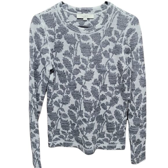 Loft floral embossed grey sweater - Picture 1 of 2